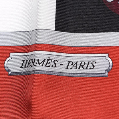 Hermes Silk Harnais De Cour Scarf 90 Bordeaux Black Corail 4 of 10