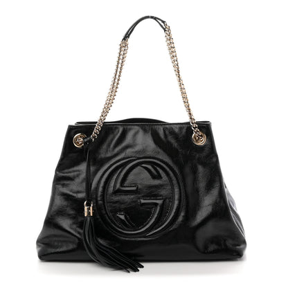 Gucci Patent Medium Soho Chain Shoulder Bag Black 1 of 11
