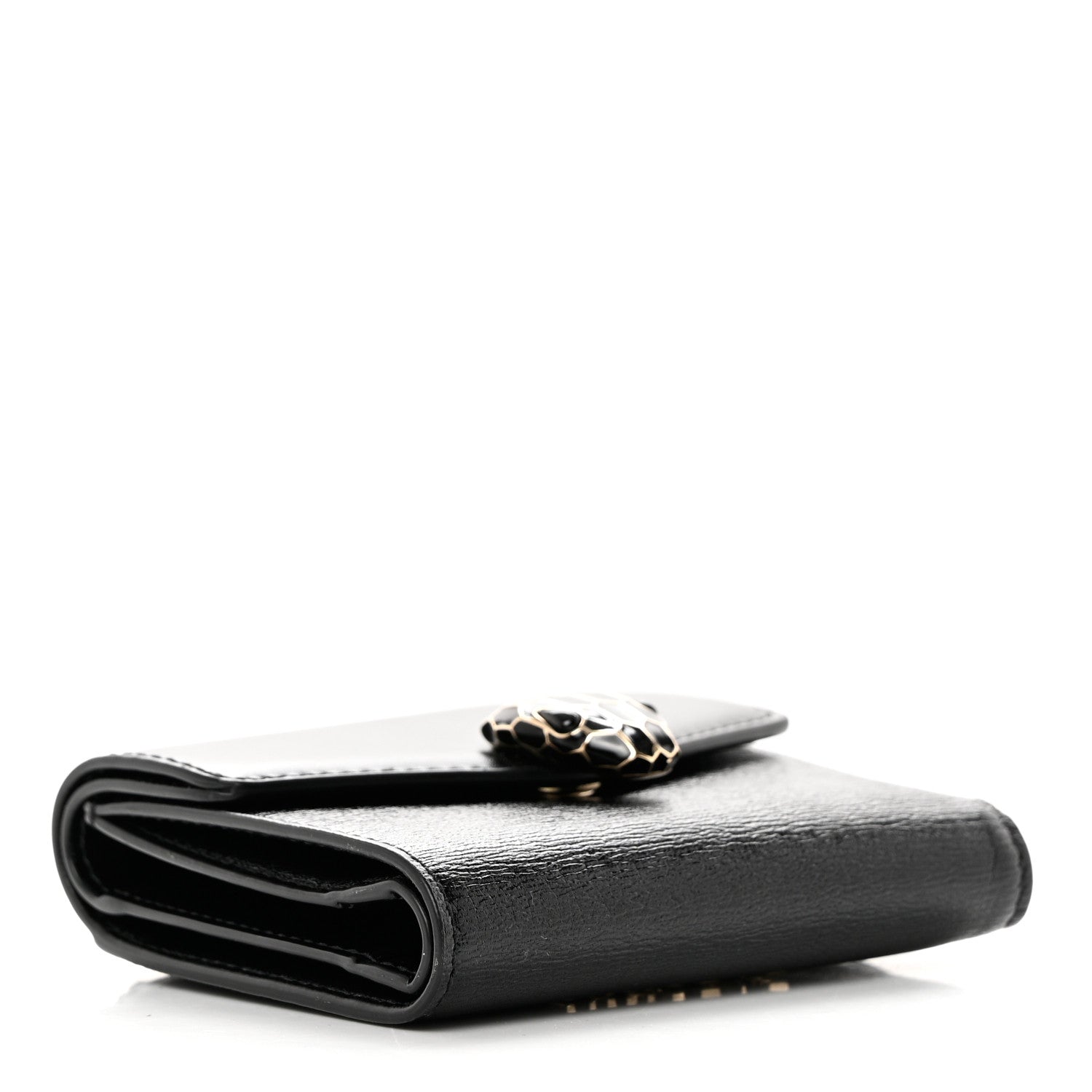 Bulgari Calfskin Goatskin Serpenti Forever Wallet Black 4 of 6