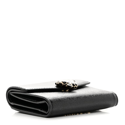 Bulgari Calfskin Goatskin Serpenti Forever Wallet Black 4 of 6