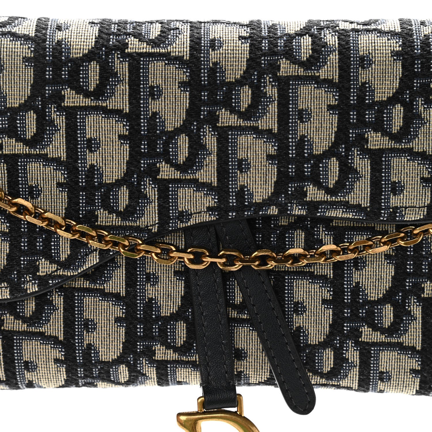 Christian Dior Oblique Saddle Chain Long Wallet Blue 11 of 12