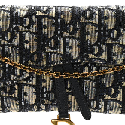 Christian Dior Oblique Saddle Chain Long Wallet Blue 11 of 12