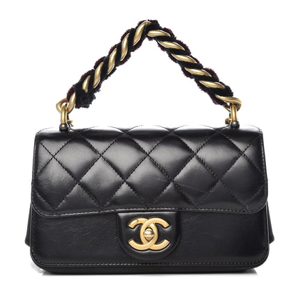 Chanel Iridescent Calfskin Quilted Mini Straight Lined Flap Black 1 of 10