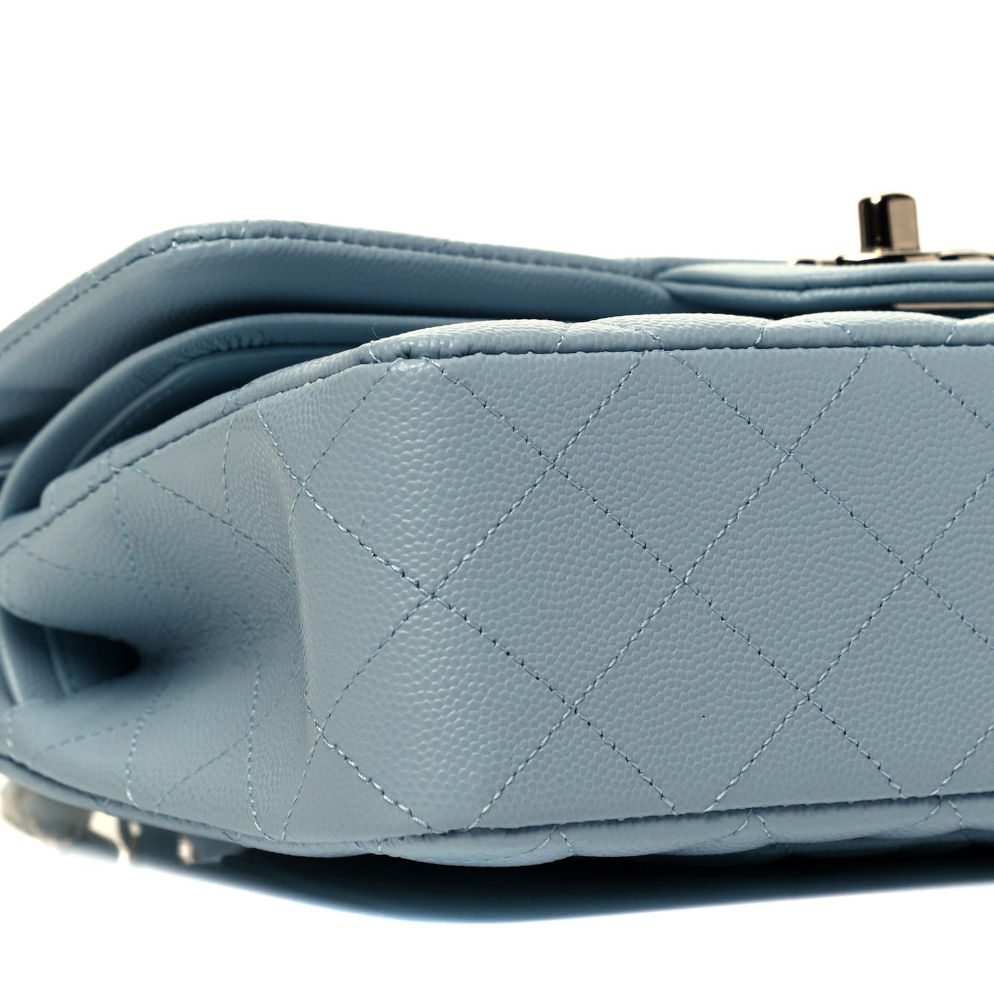 Caviar Quilted Small Double Flap Light Blue