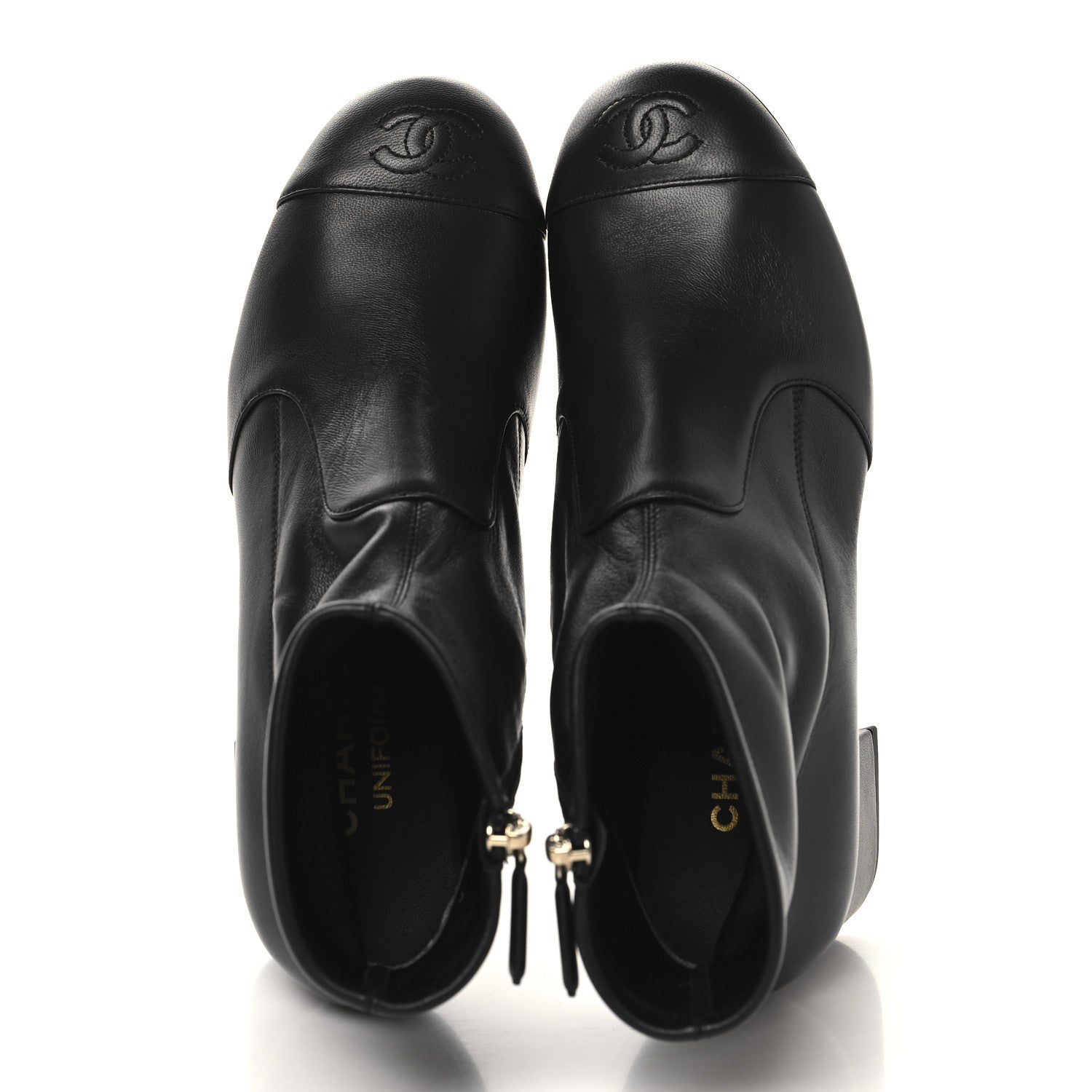 Chanel Stretch Lambskin Cap Toe CC Uniform Short Boots 38 Black 2 of 9