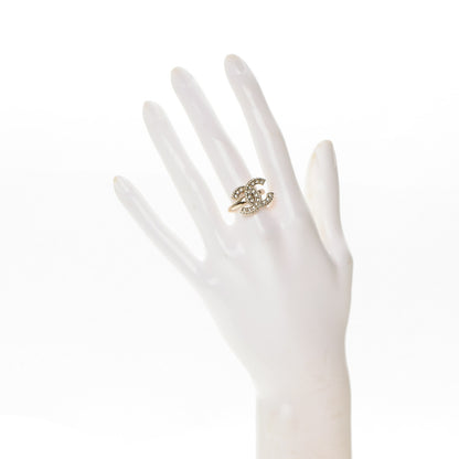 Chanel Crystal CC Ring 52 6 Gold 2 of 4