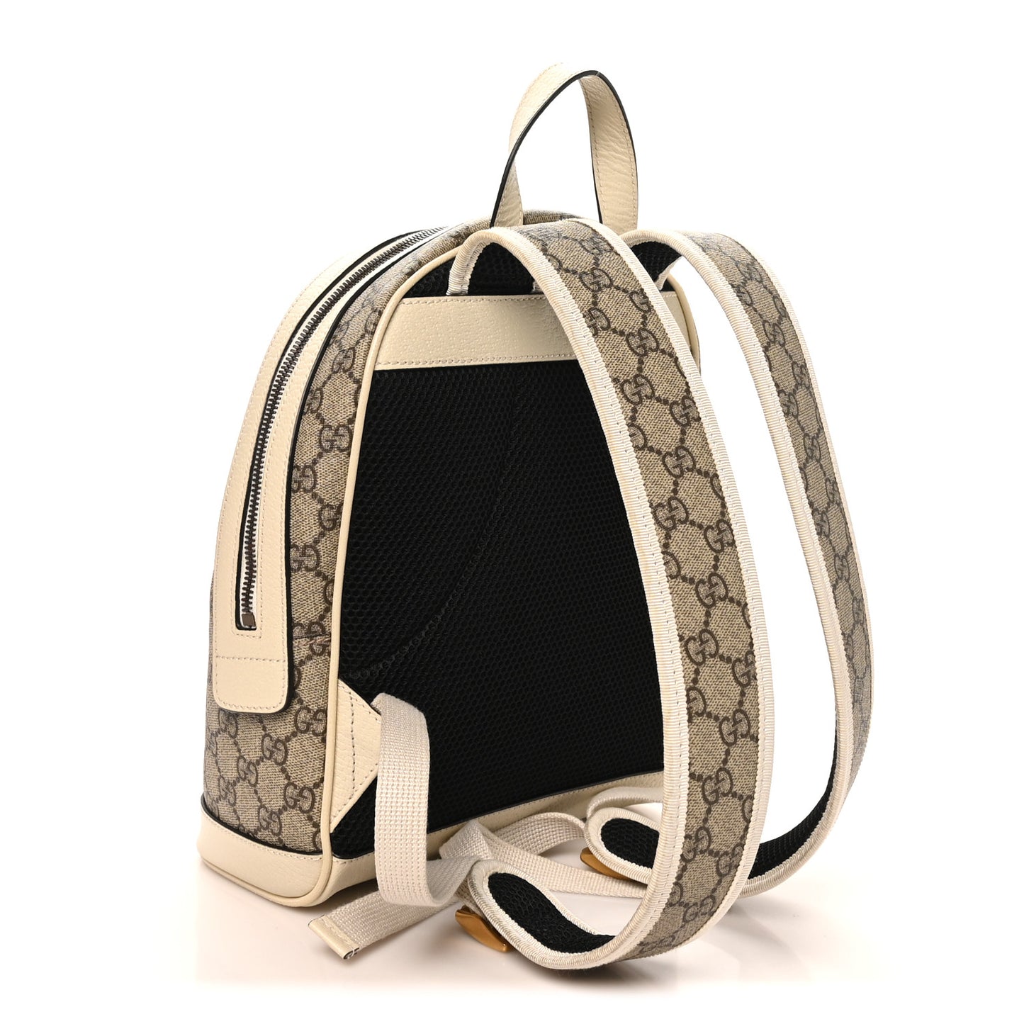 GG Supreme Monogram Textured Calfskin Web Small Ophidia Day Backpack Beige Ebony Mystic White