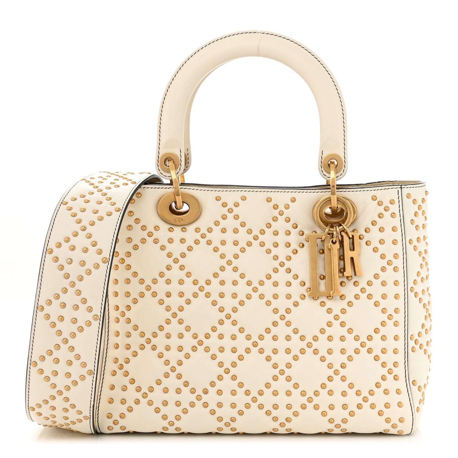 Christian Dior Calfskin Cannage Studded Supple Lady Dior White 1 of 10