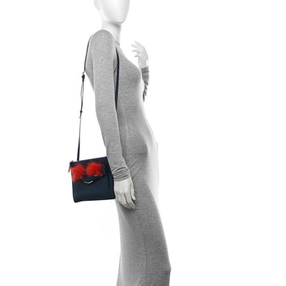 Fendi Vitello Dolce Fox Fur Monster Eyes Mini 2Jours Pouch Navy 2 of 15