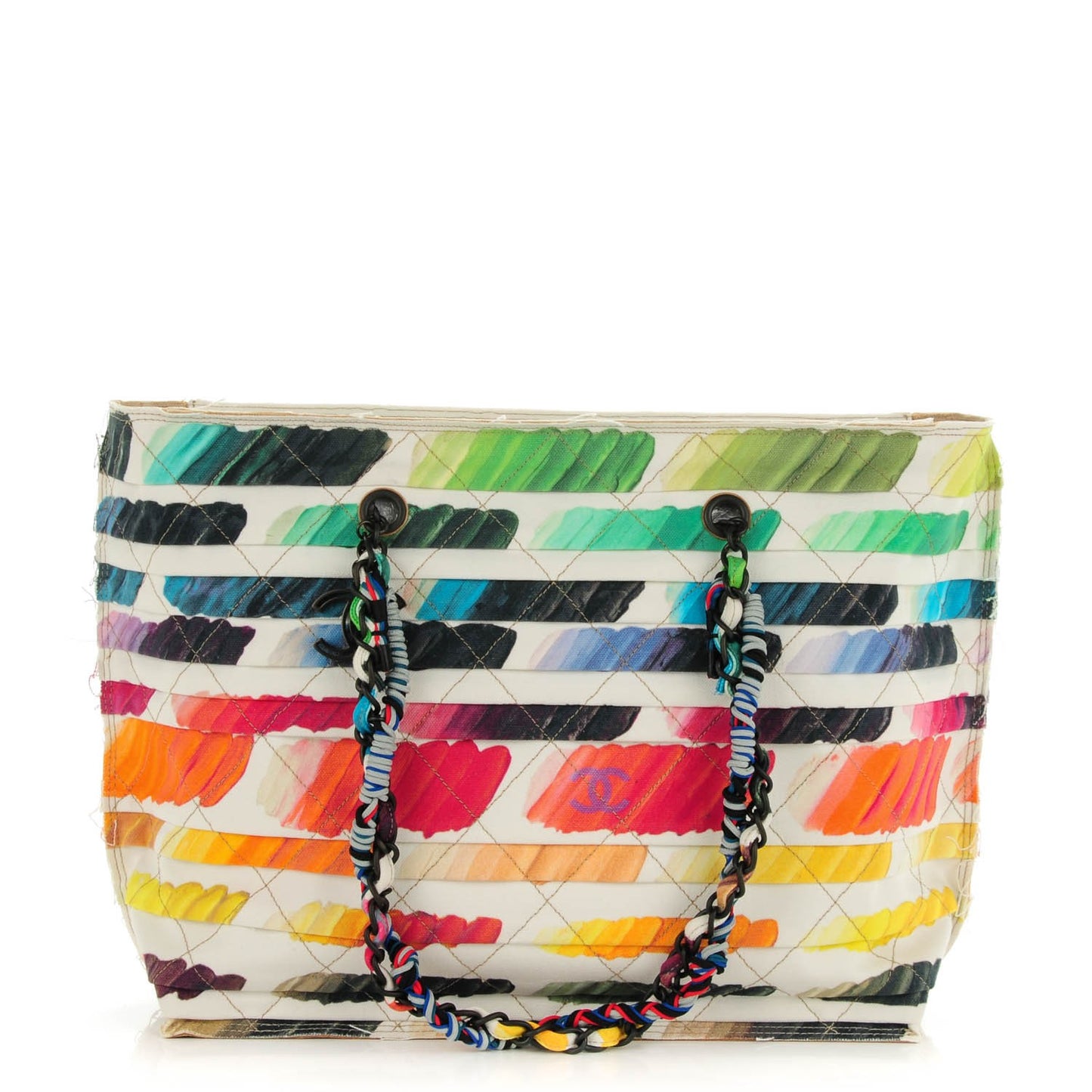 Canvas Colorama Large Zip Shopping Tote Multicolor