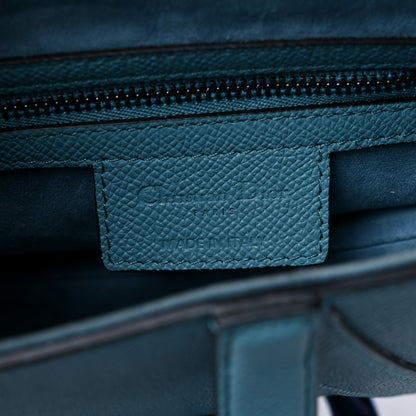 Christian Dior Grained Calfskin Saddle Bag Azure Blue 6 of 11