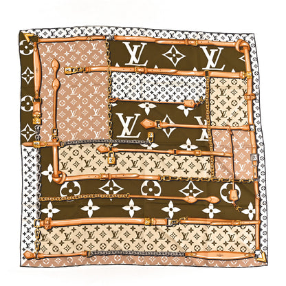 Louis Vuitton Silk Monogram Confidential Square Scarf Kaki 1 of 3