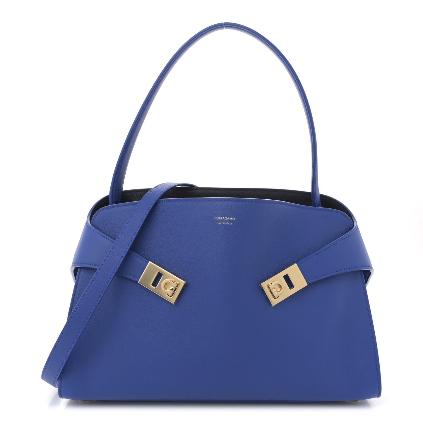 Calfskin Soft Bicolor Small Hug Shoulder Bag Klein Midnight