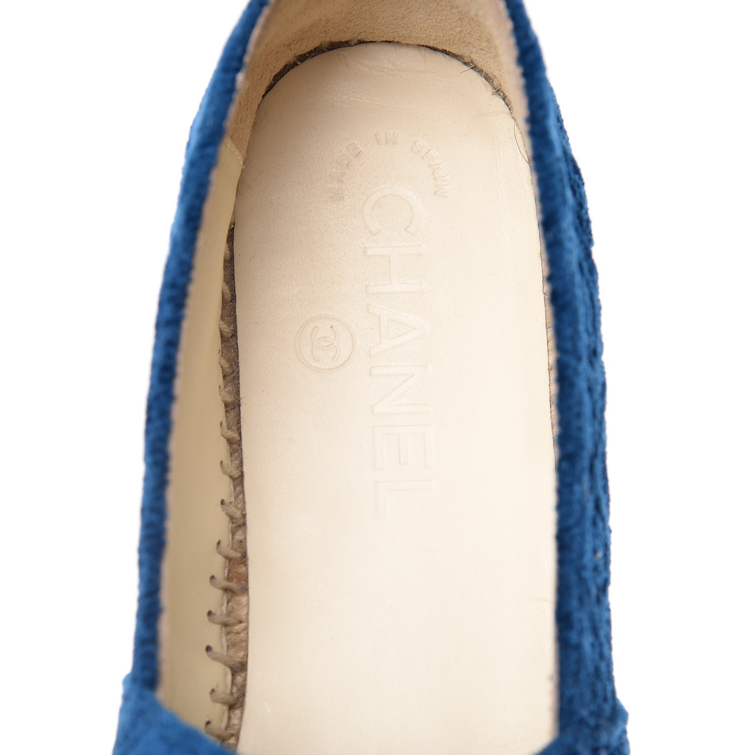 Chanel Velvet Grosgrain Quilted Camellia CC Espadrilles 38 Navy Black 10 of 12