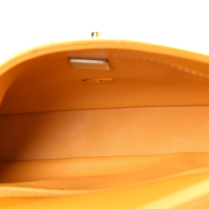 Chanel Shiny Lambskin Quilted Golden Links Top Handle Flap Yellow 5 of 10