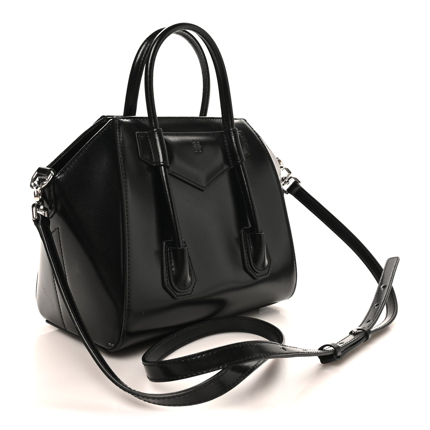 Box Calfskin Mini Lock Antigona Shoulder Bag Black
