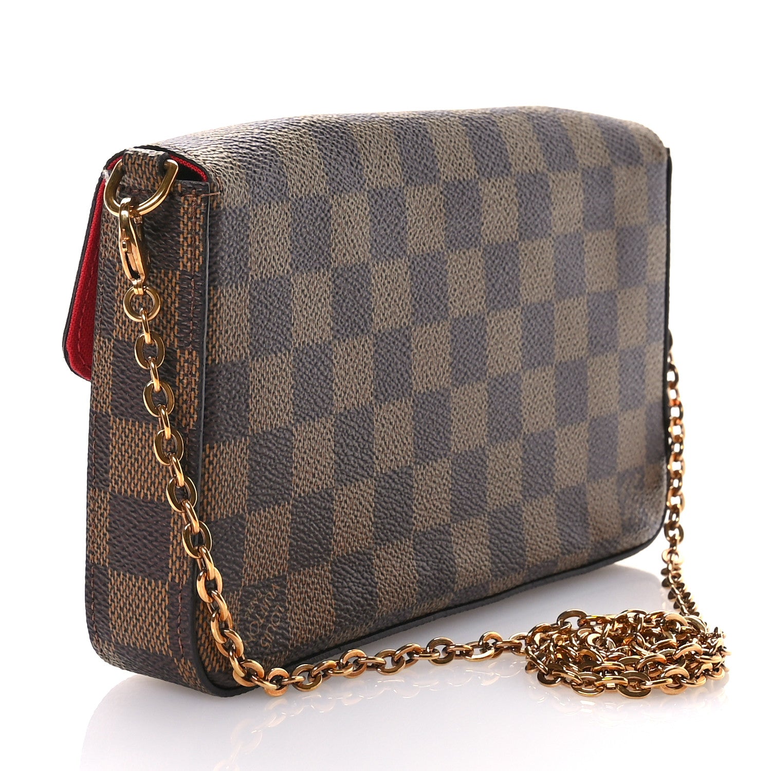 Louis Vuitton Damier Ebene Pochette Felicie Chain Wallet 3 of 13