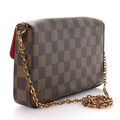 Louis Vuitton Damier Ebene Pochette Felicie Chain Wallet 3 of 13
