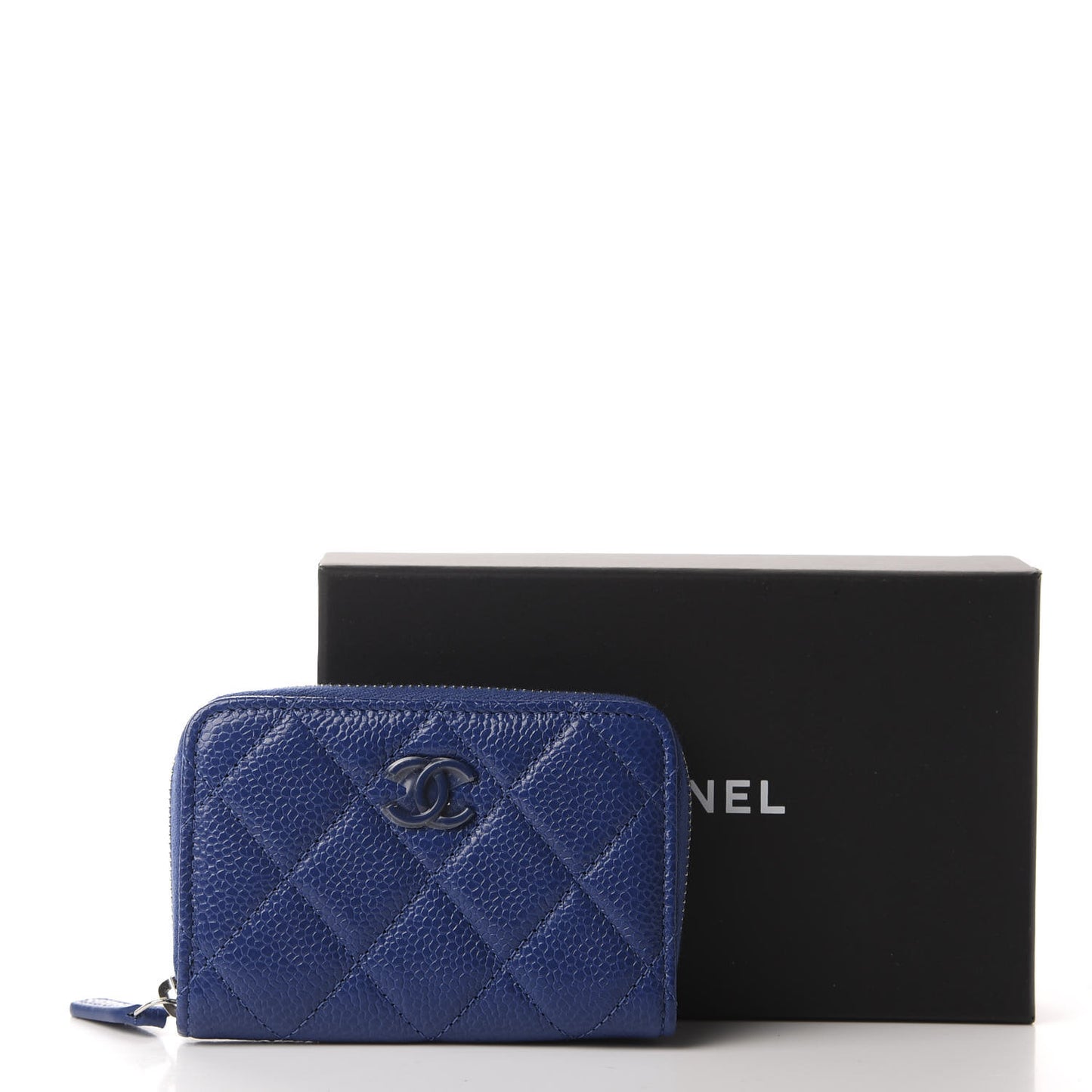 Caviar Quilted Incognito Zip Coin Purse Blue