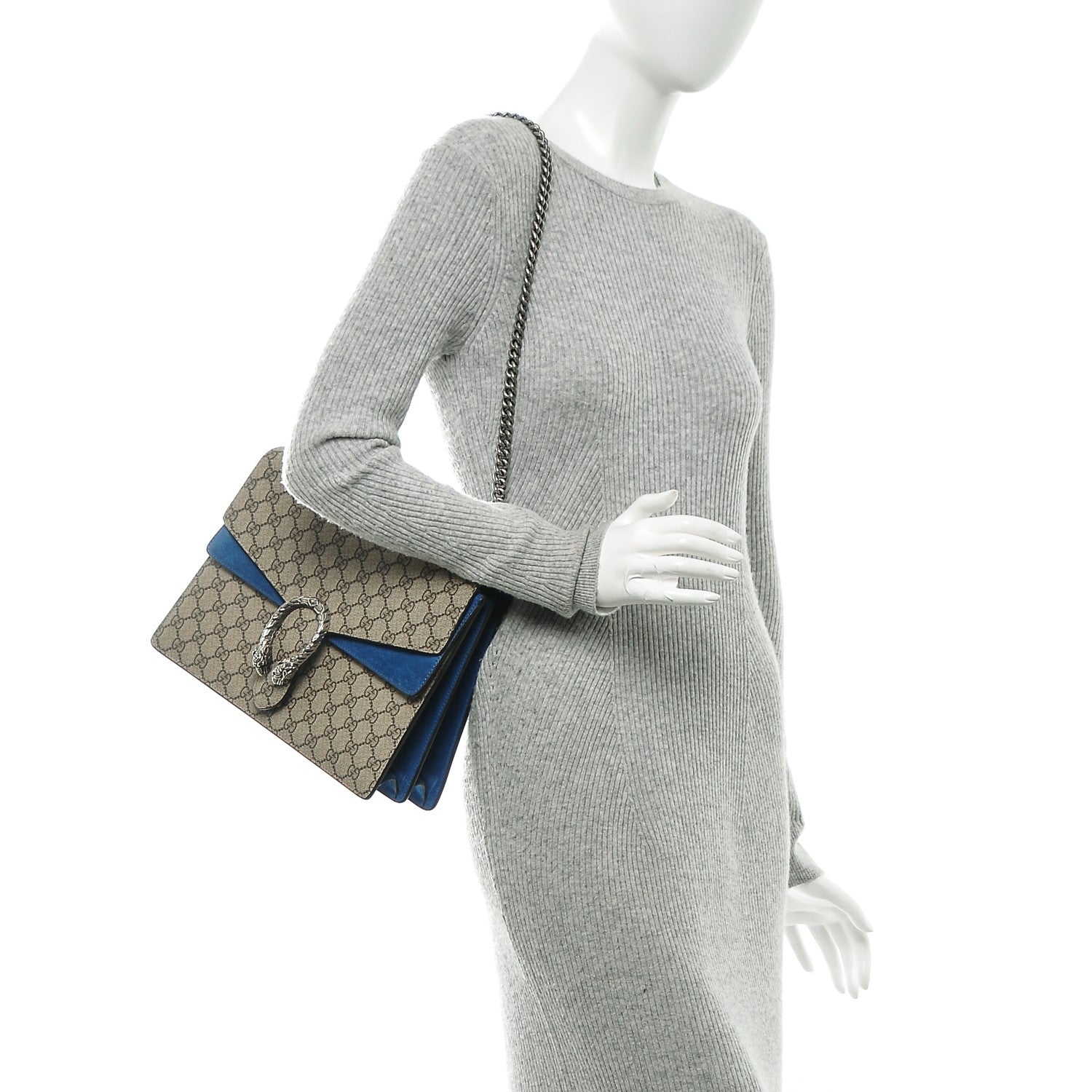 Gucci GG Supreme Monogram Medium Dionysus Shoulder Bag Blue 2 of 8