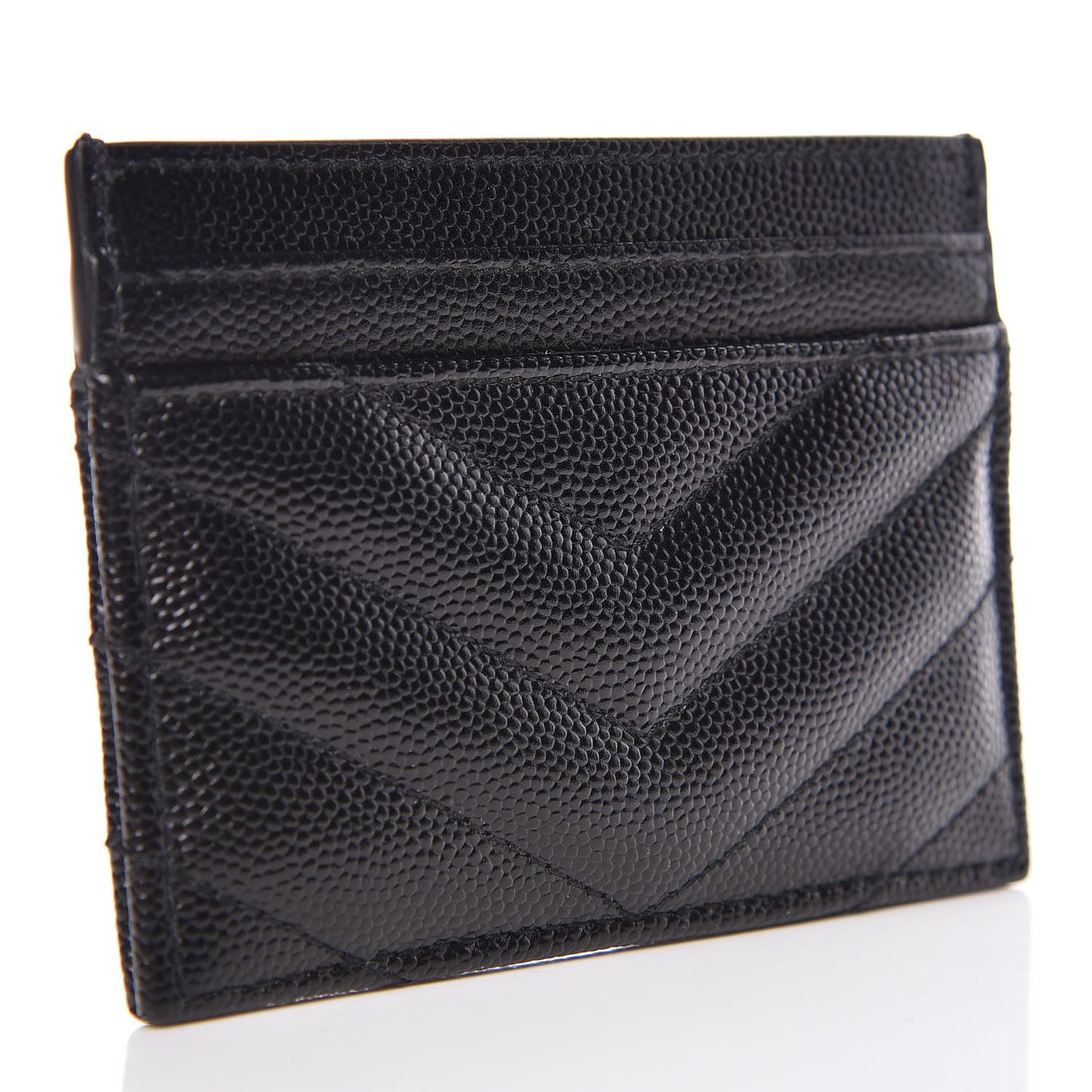 Grain De Poudre Matelasse Chevron Monogram Credit Card Case Black