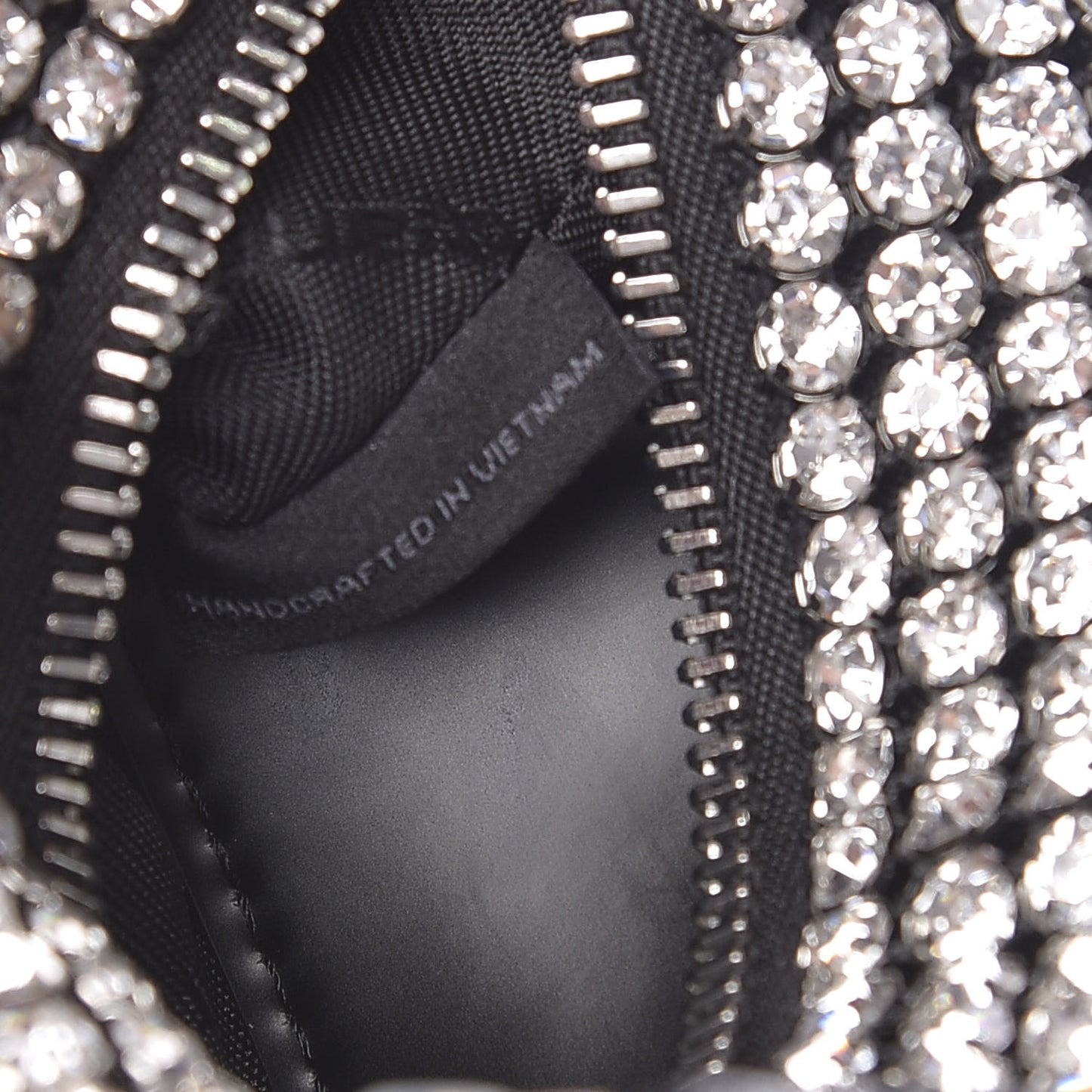 Mesh Crystal Rhinestone Mini Heiress Pouch Black Silver