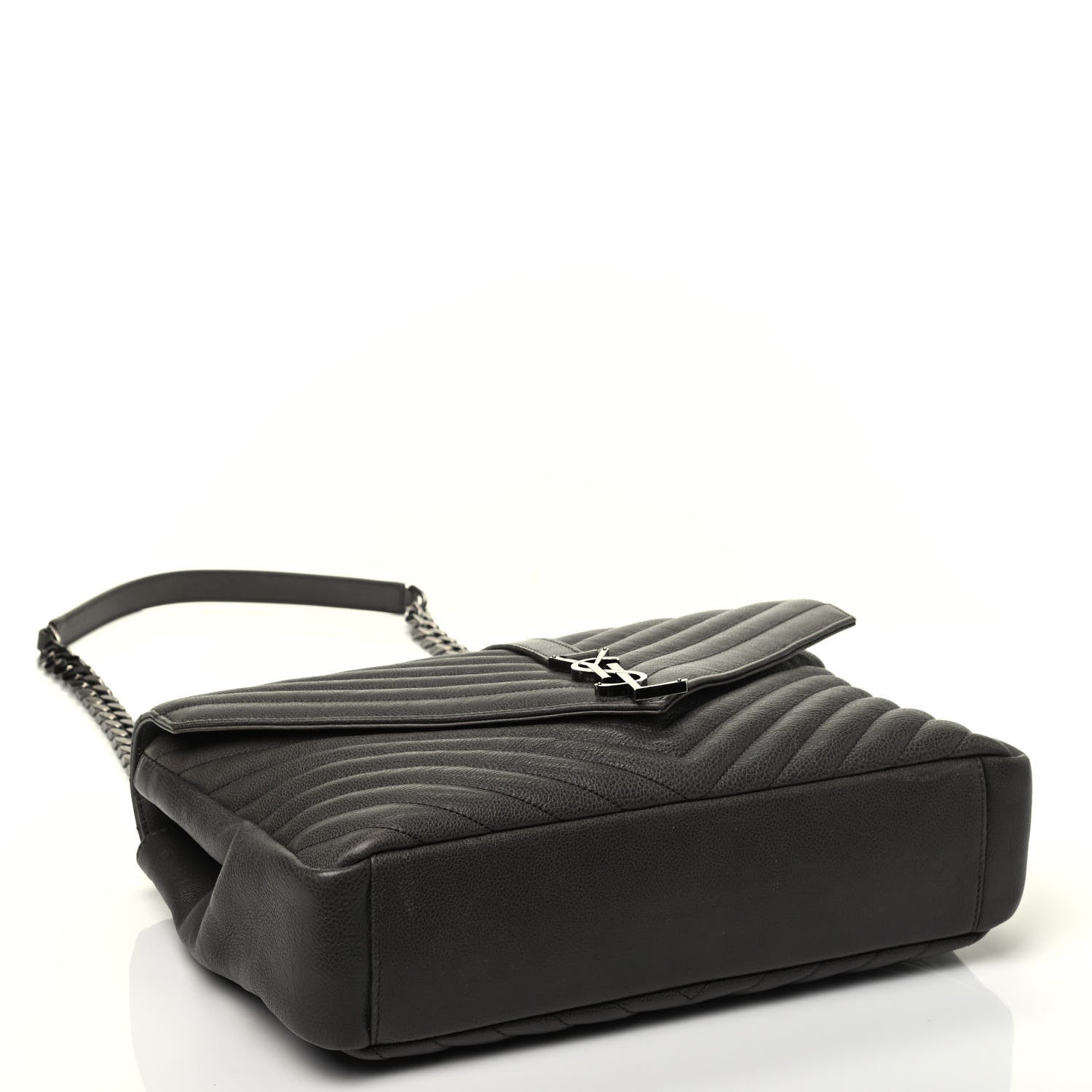 Saint Laurent Sheepskin Matelasse Chevron Monogram Large College Satchel Dark Anthracite 3 of 8