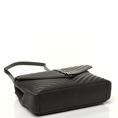 Saint Laurent Sheepskin Matelasse Chevron Monogram Large College Satchel Dark Anthracite 3 of 8