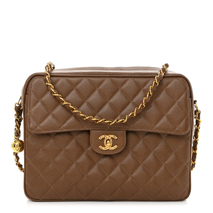Chanel Caviar Quilted Camera Case Brown 1 of 15