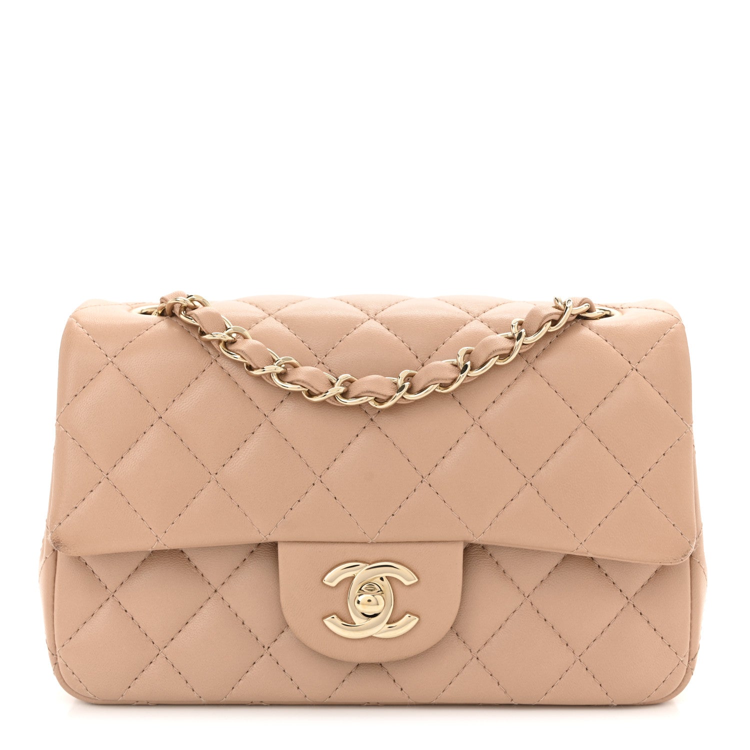 Chanel Lambskin Quilted Mini Rectangular Flap Beige 1 of 12