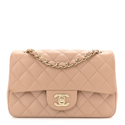 Chanel Lambskin Quilted Mini Rectangular Flap Beige 1 of 12