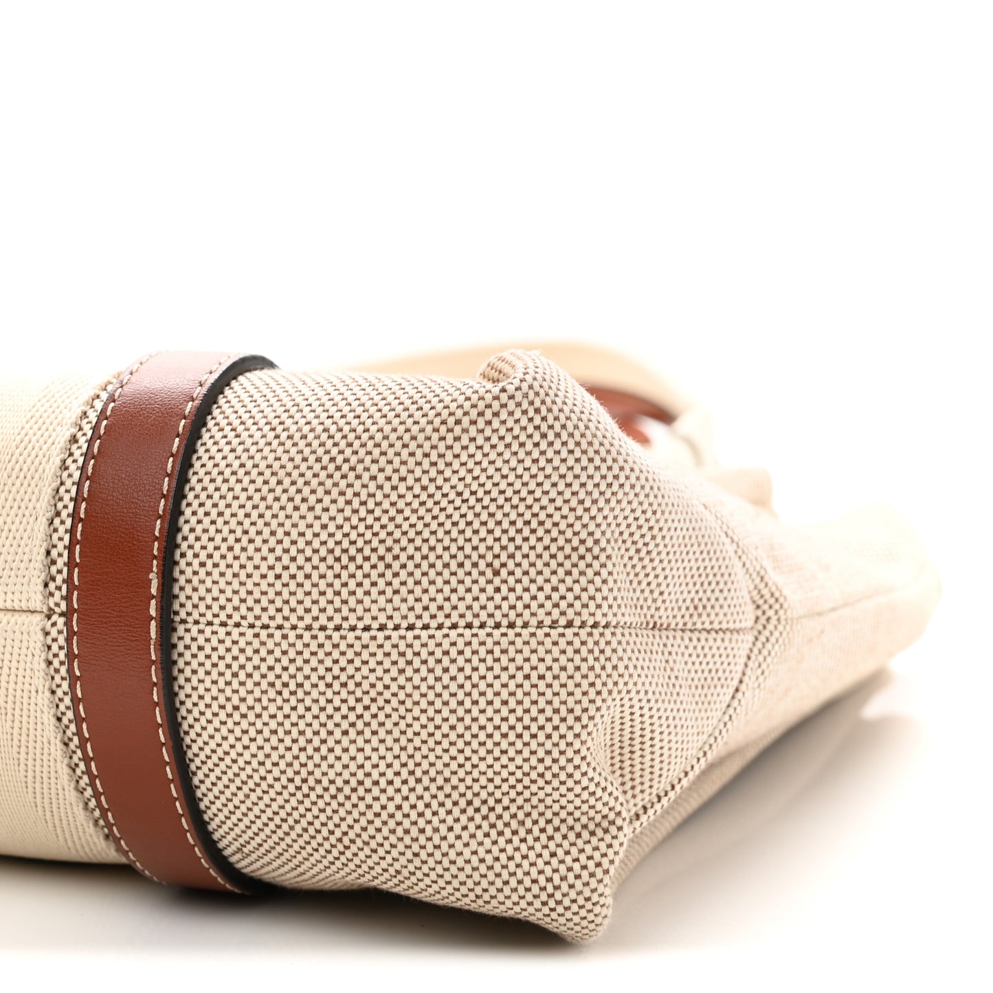 Cotton Calfskin Medium Woody Ribbon Tote White Brown