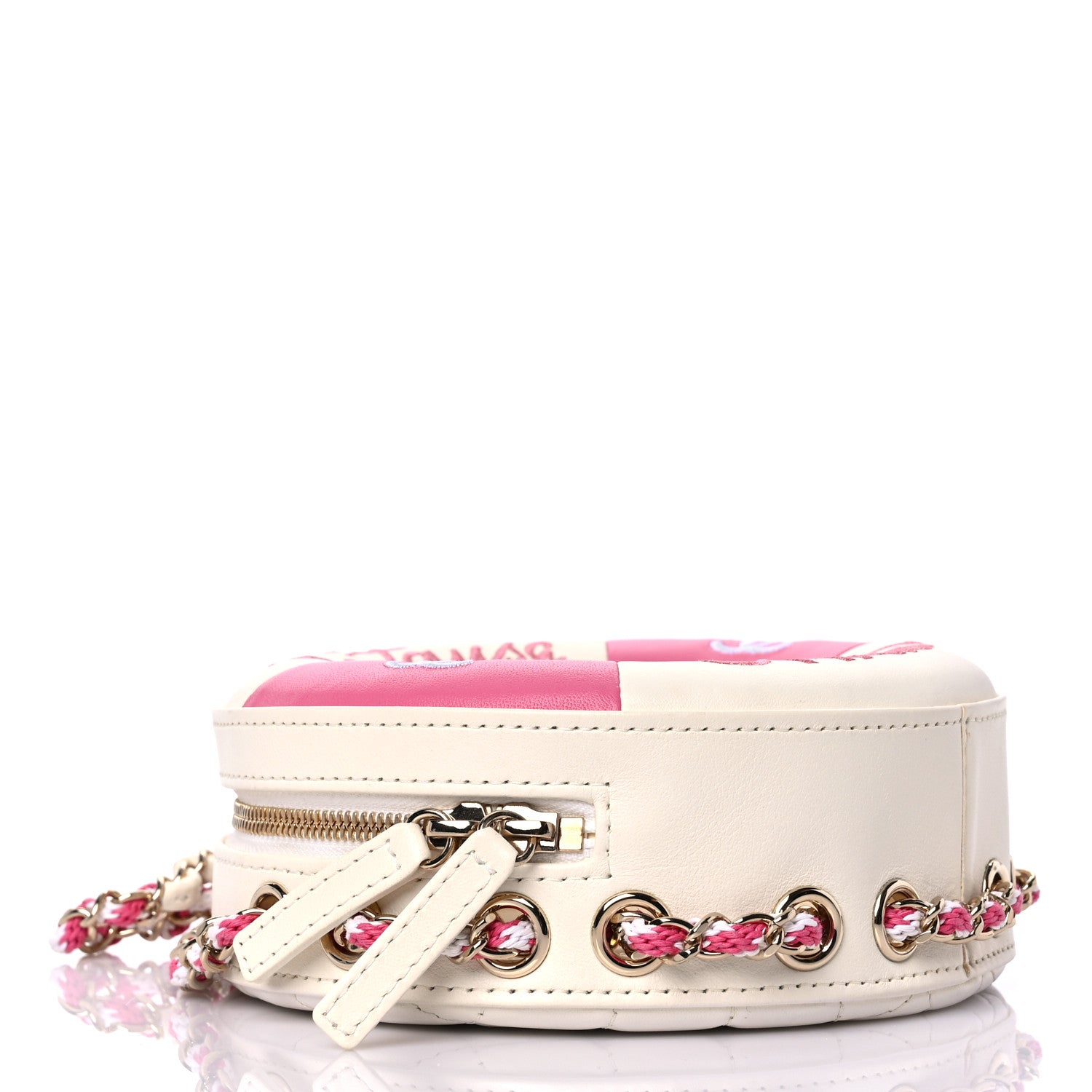 Chanel Lambskin Coco Lifesaver Round Bag Pink White 4 of 8