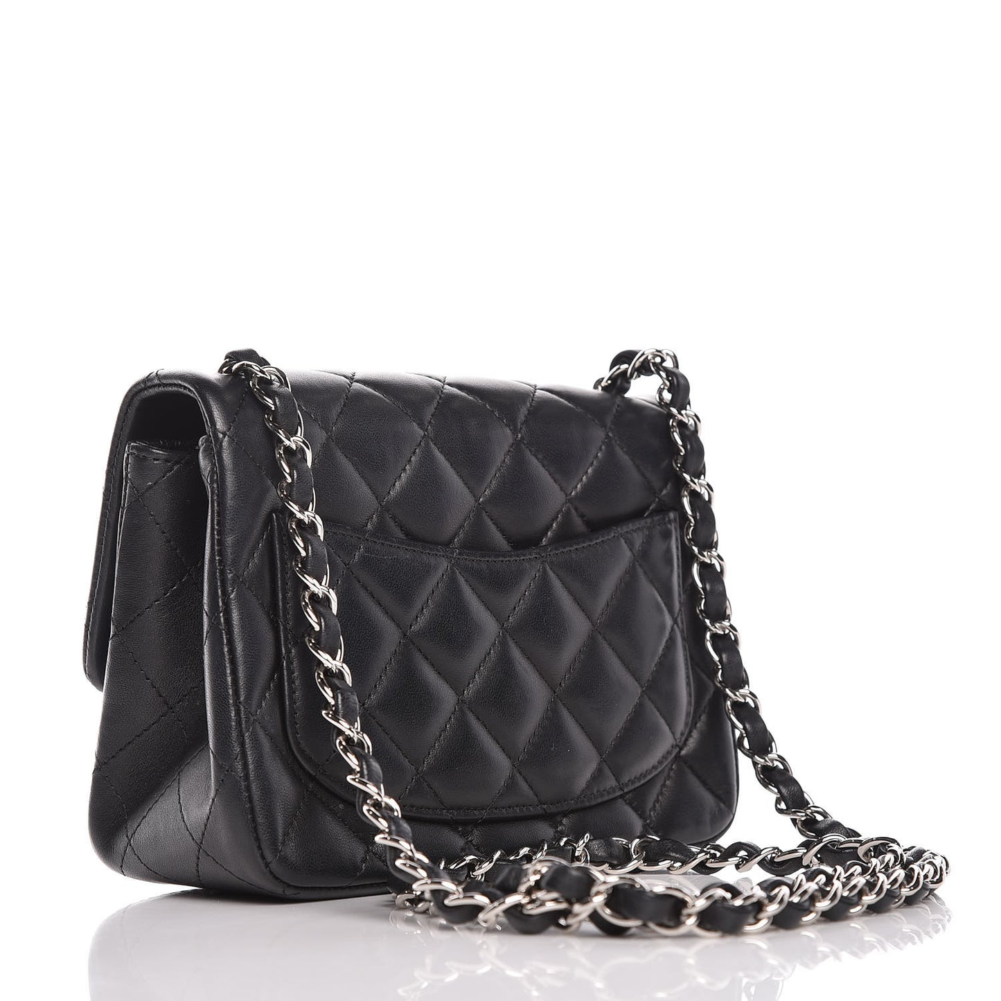 Lambskin Quilted Mini Square Flap Black
