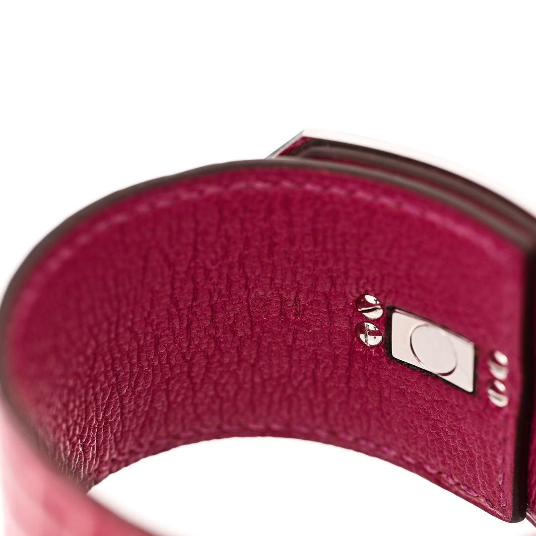 Hermes 18K White Gold Diamond Crocodile Kelly Bracelet Fuchsia 5 of 5