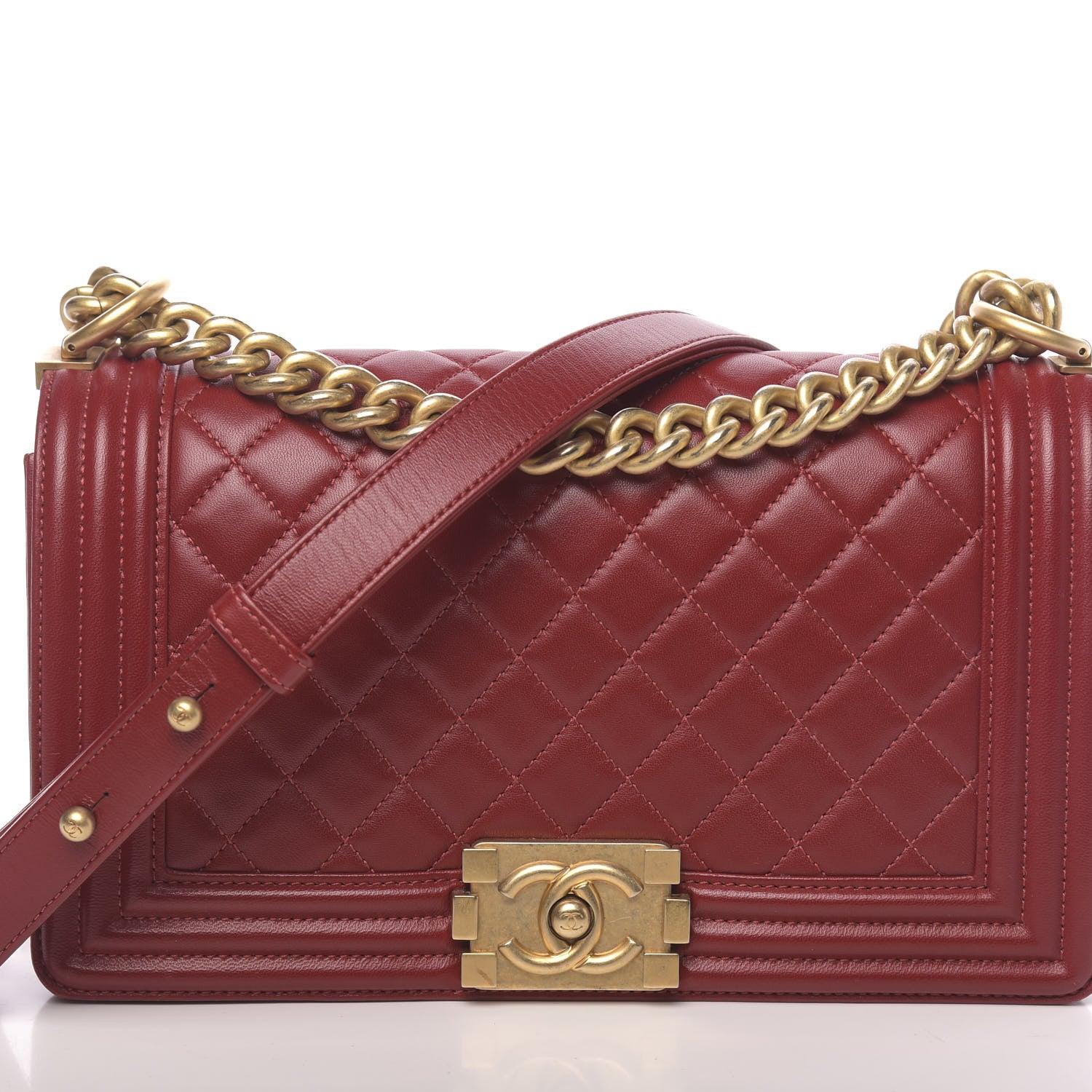 Chanel Lambskin Quilted Medium Boy Flap Red 11 of 11