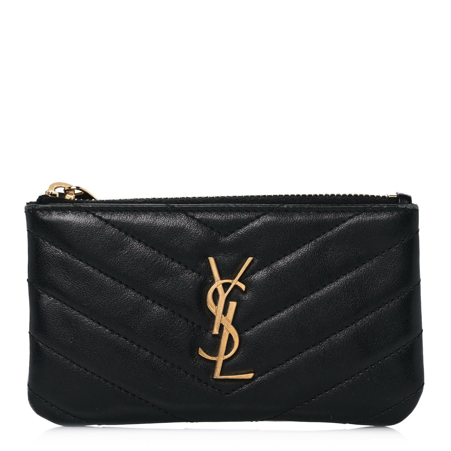 Calfskin Matelasse Monogram Key Pouch Black