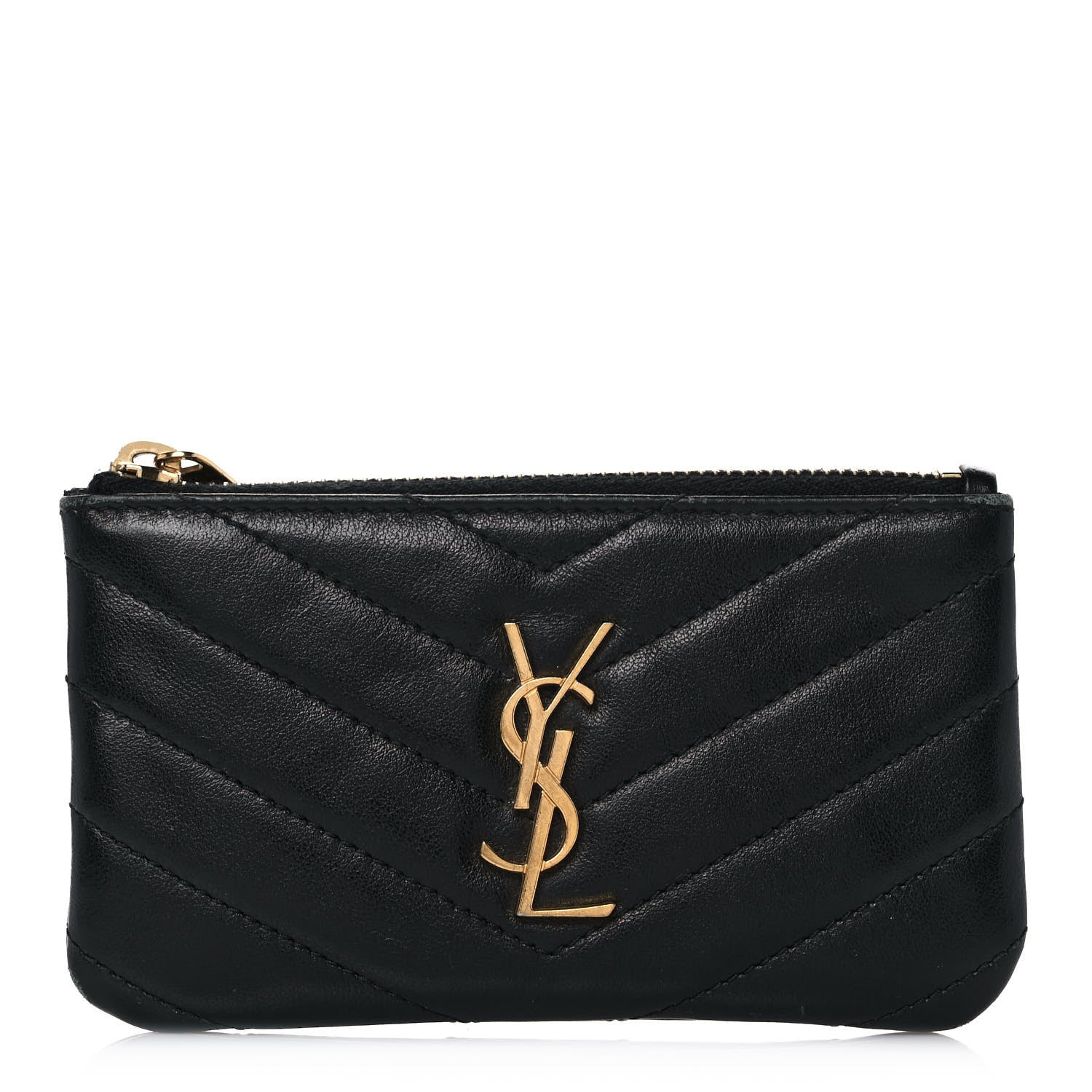 Saint Laurent Calfskin Matelasse Monogram Key Pouch Black 1 of 9