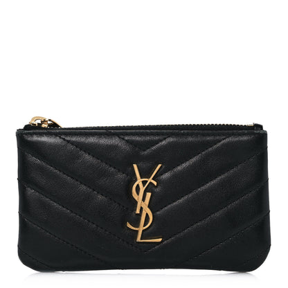 Saint Laurent Calfskin Matelasse Monogram Key Pouch Black 1 of 9