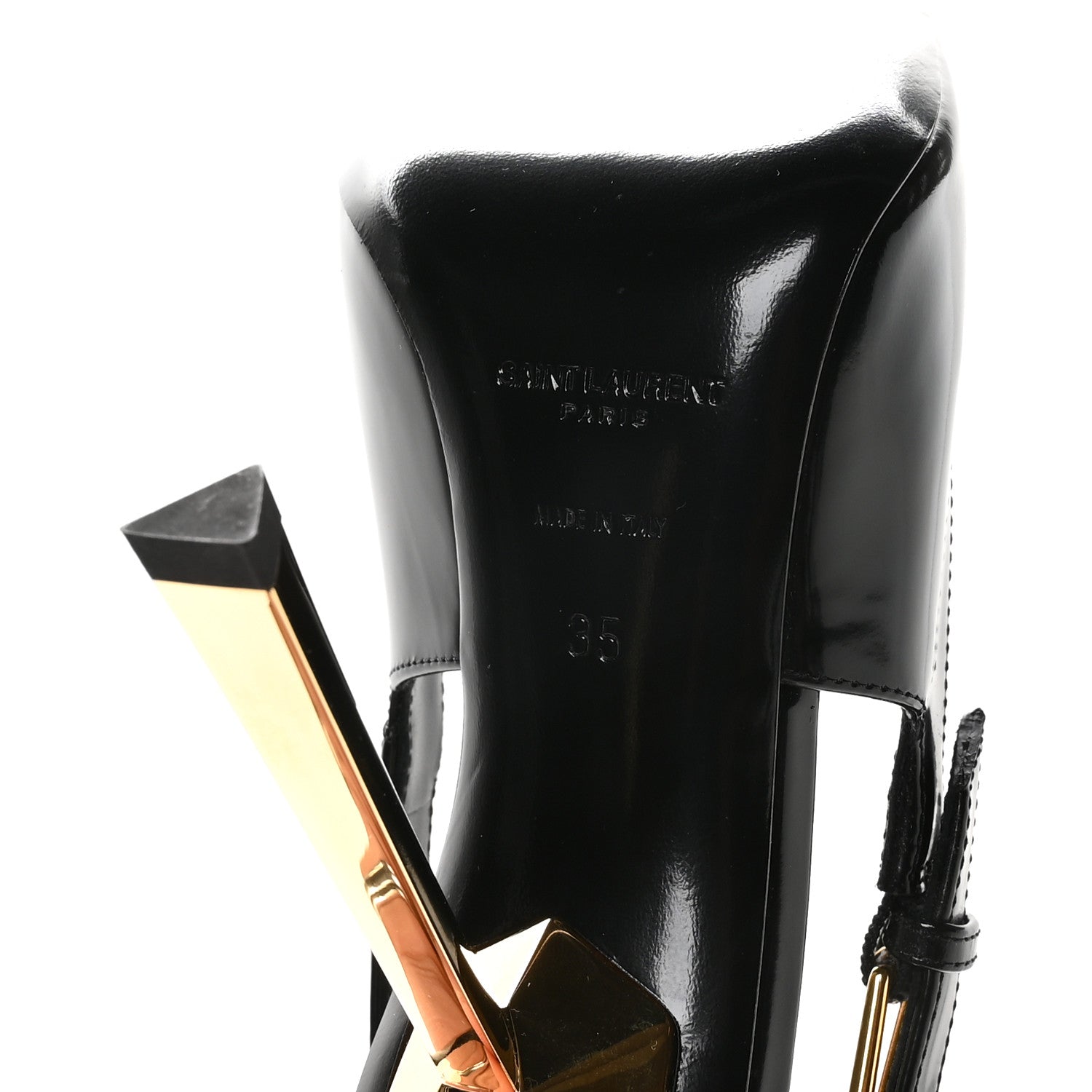 Saint Laurent Glazed Calfskin Lee Slingback Pumps 35 Black 8 of 10