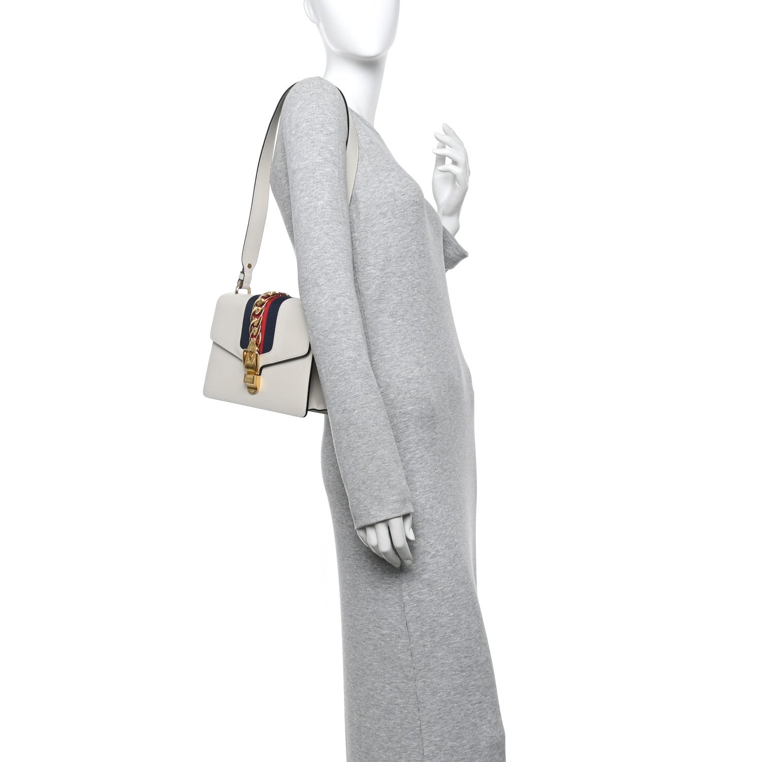 Gucci Calfskin Small Sylvie Shoulder Bag Off White 2 of 11