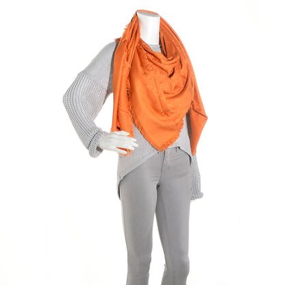 Louis Vuitton Wool Silk Monogram Shawl Orange 2 of 5