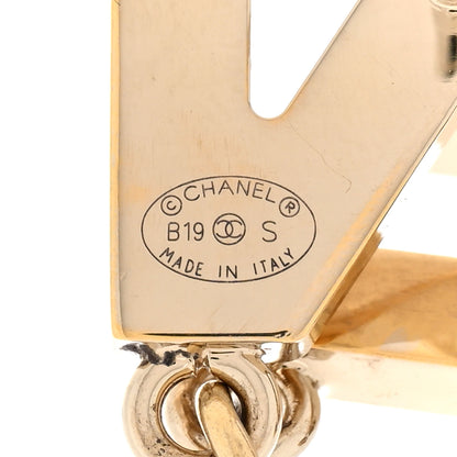 Chanel Metal Cha-Nel Logo Drop Earrings Gold 4 of 4