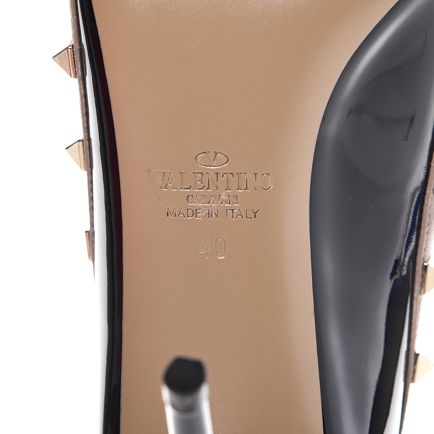 Valentino Garavani Patent Nappa Rockstud Ankle Strap Open Toe 100mm Sandals 40 Black Poudre 6 of 10