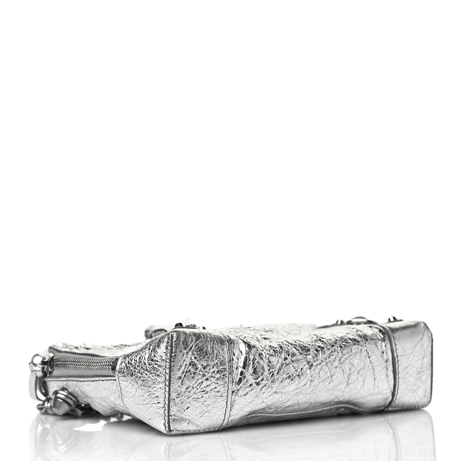 Balenciaga Metallic Calfskin Classic Silver Hardware Pouch With A Chain Crossbody Silver 4 of 6