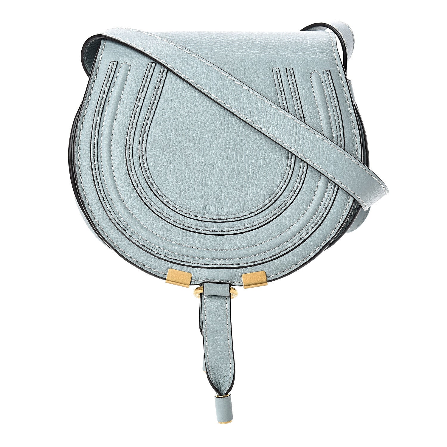 Chloe Calfskin Mini Marcie Round Crossbody Bag Faded Blue 1 of 10