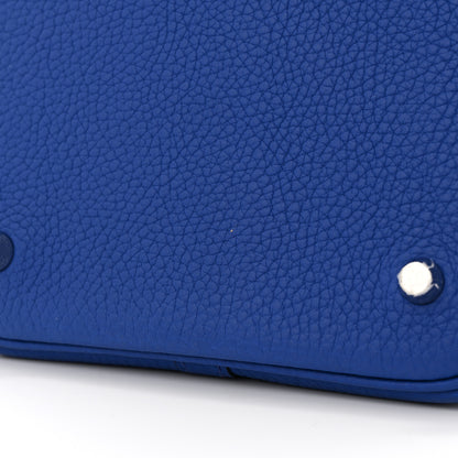 Hermes Taurillon Clemence Ostrich Touch Picotin Lock 22 Bleu Electrique 11 of 13