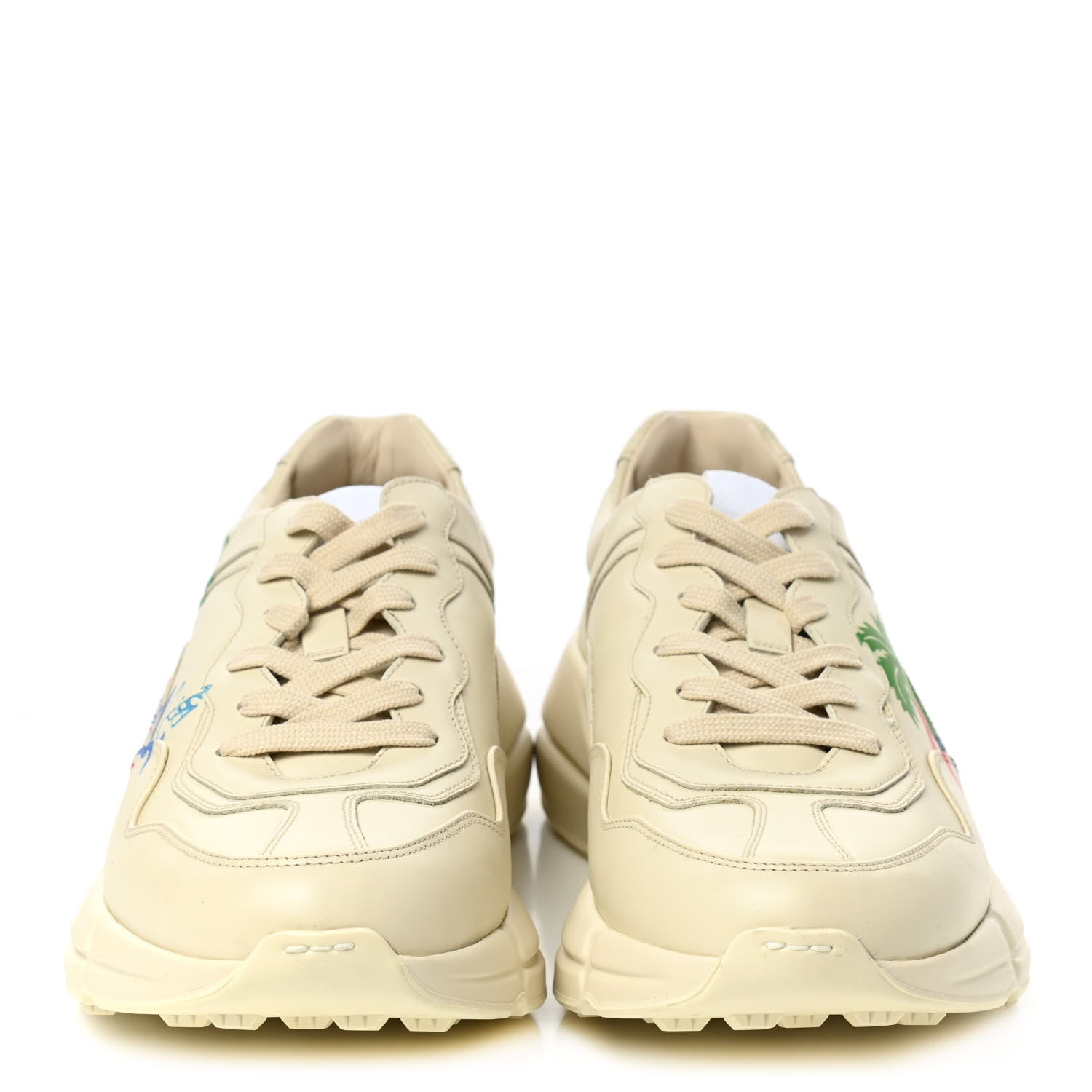 Gucci Calfskin Hawaii Printed Mens Rhyton Sneakers 8.5 White 2 of 9