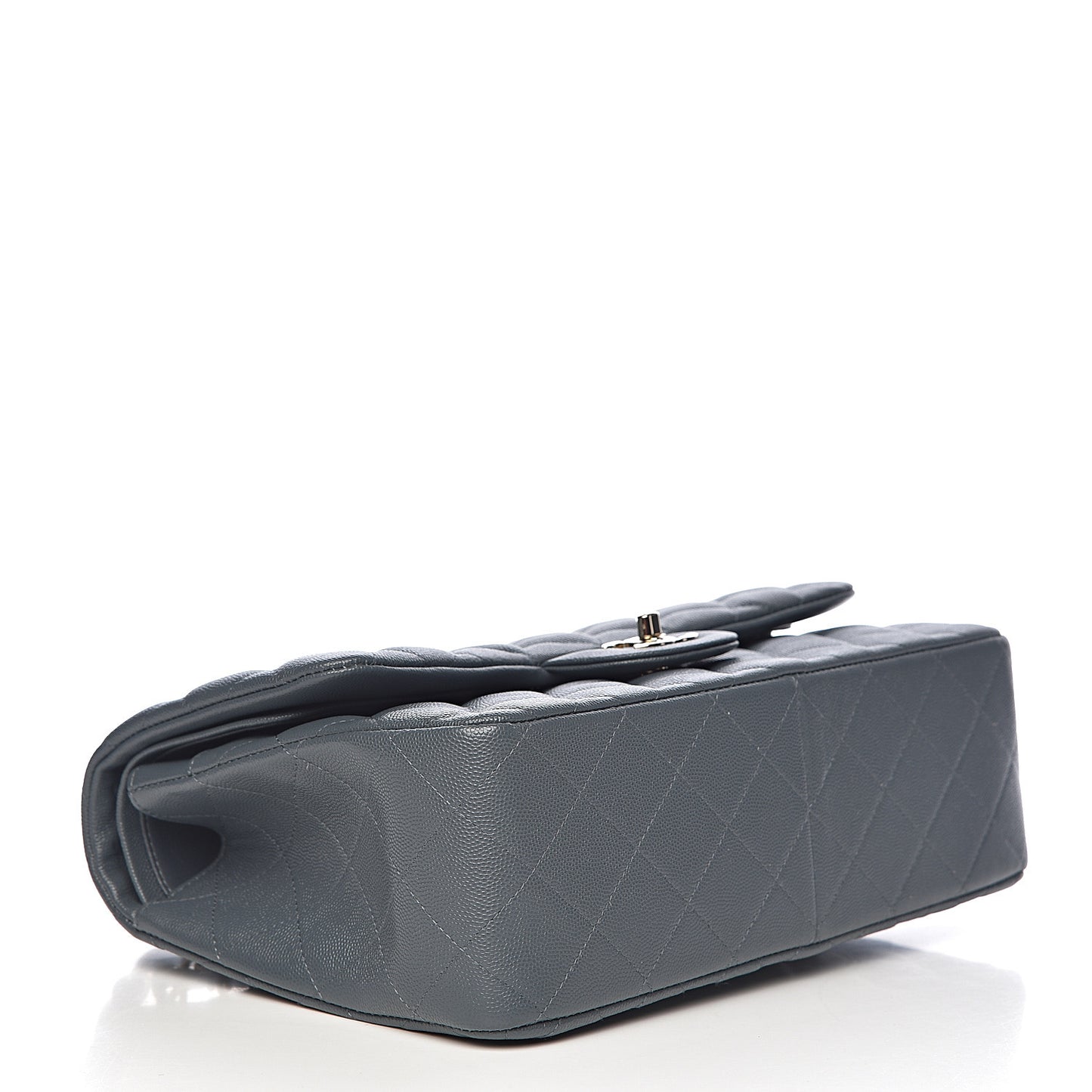 Caviar Quilted Jumbo Double Flap Dark Grey