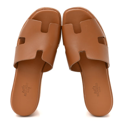 Hermes Calfskin Suede Goatskin Eze 30 Sandals 37 Marron Glaise 2 of 14